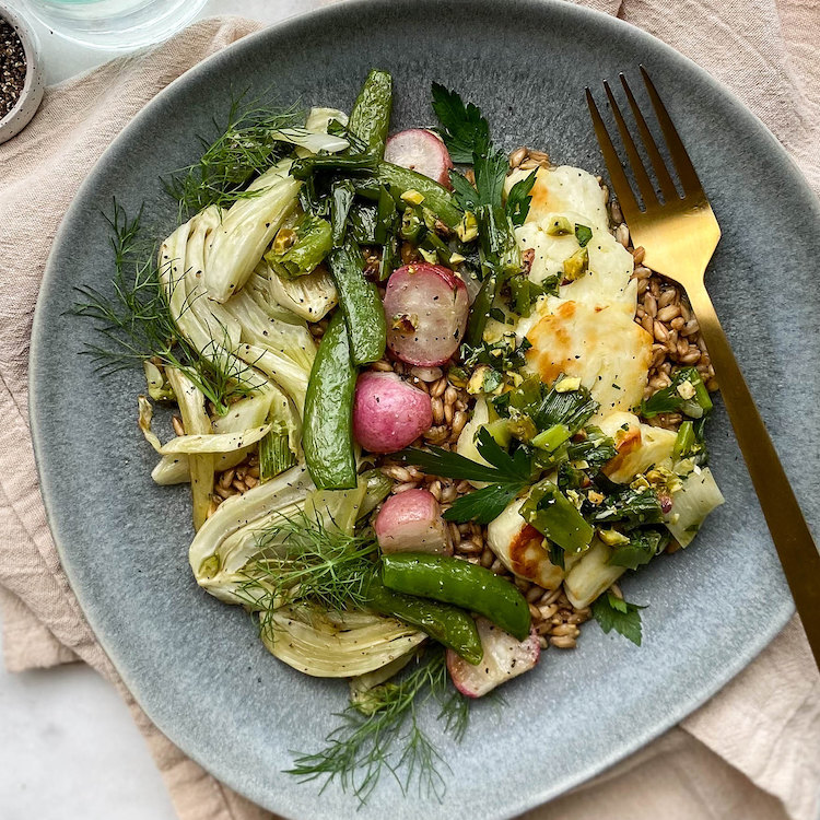 Picture of Spring Halloumi & Farro Bowl