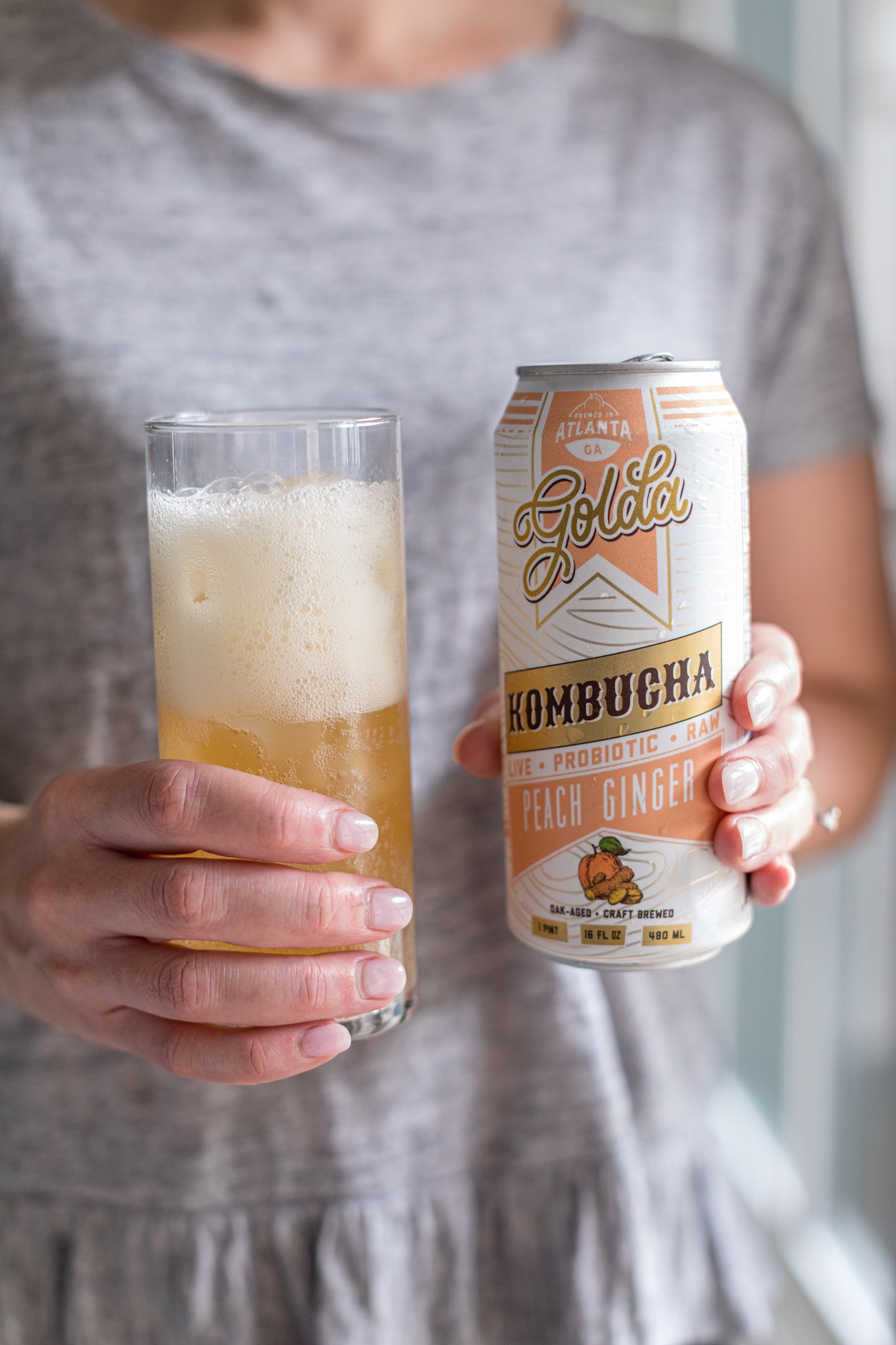 Picture of Golda peach ginger kombucha