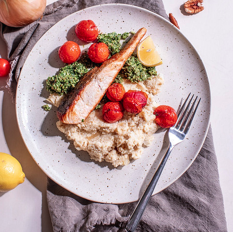 Picture of Pesto Salmon Cauli-Risotto