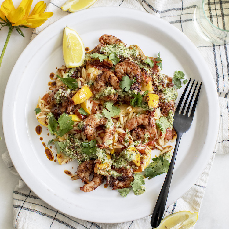 Picture of Cilantro Pesto Shrimp Over Orzo